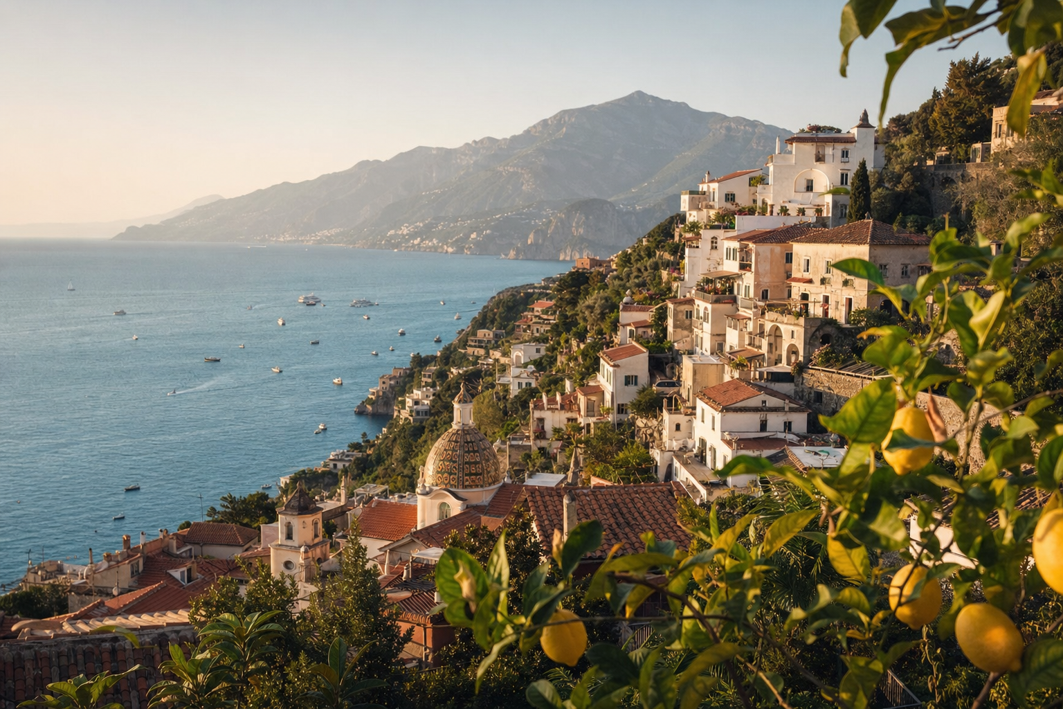 Amalfi coast at golden hour